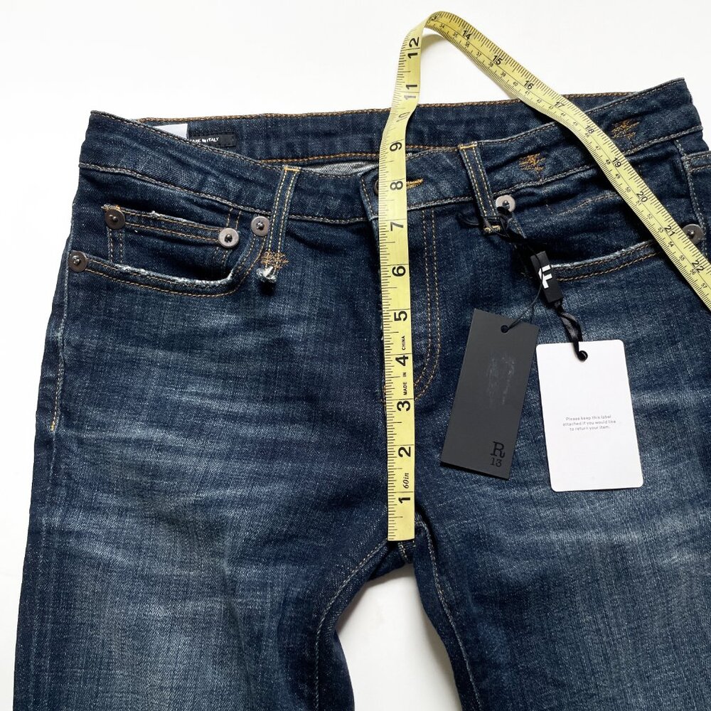 R13 Kate Skinny Jean Howell Indigo Angled Fray Hem Size 28 NEW NWT - Picture 13 of 15